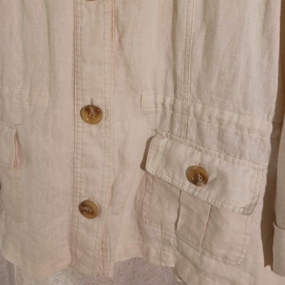 JM Collection Cream Button-Front Teddy Jacket - Picture 4 of 11